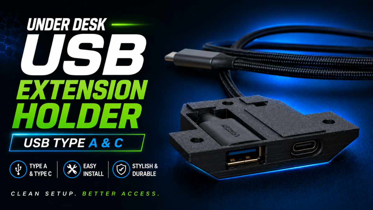 Under Desk USB Extension Holder for USB-A & USB-C